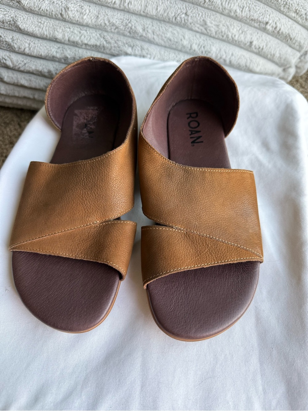 ROAN Women's 9 Cognac Leather Irie Slide Sandals